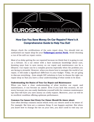 How Can You Save Money On Car Repairs- Here’s A Comprehensive Guide to Help You Out