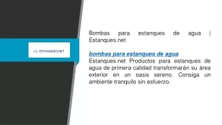 Bombas para estanques de agua  Estanques.net