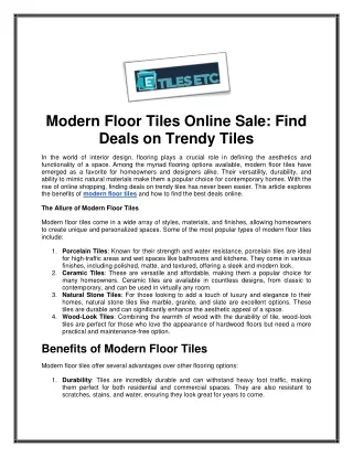 Modern Floor Tiles Online Sale