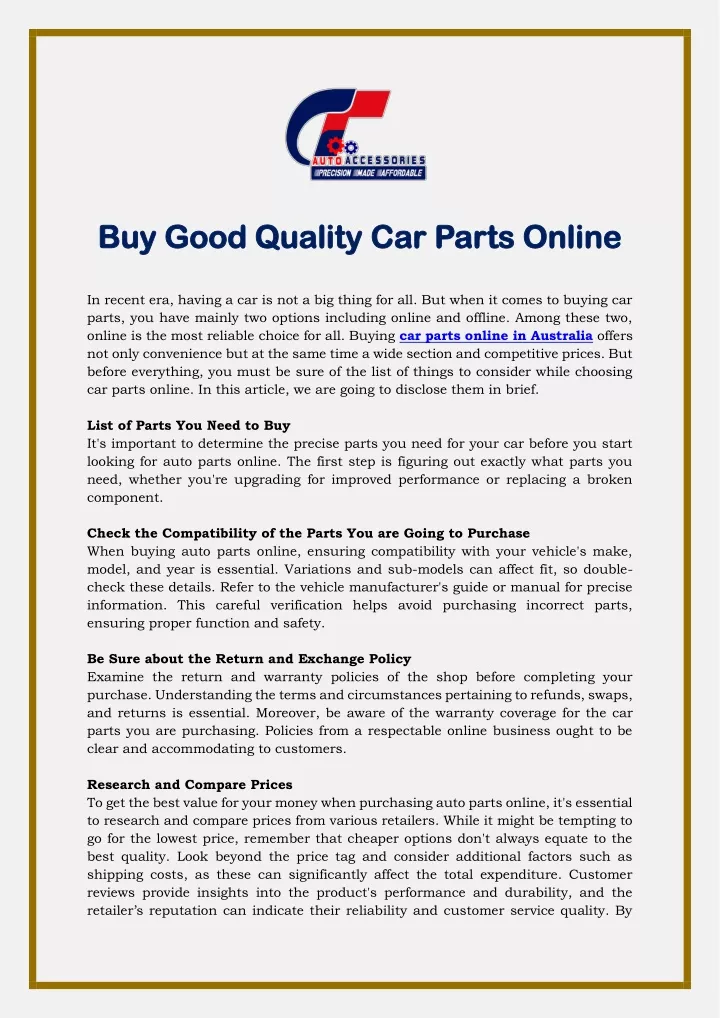 buy good quality car parts online buy good