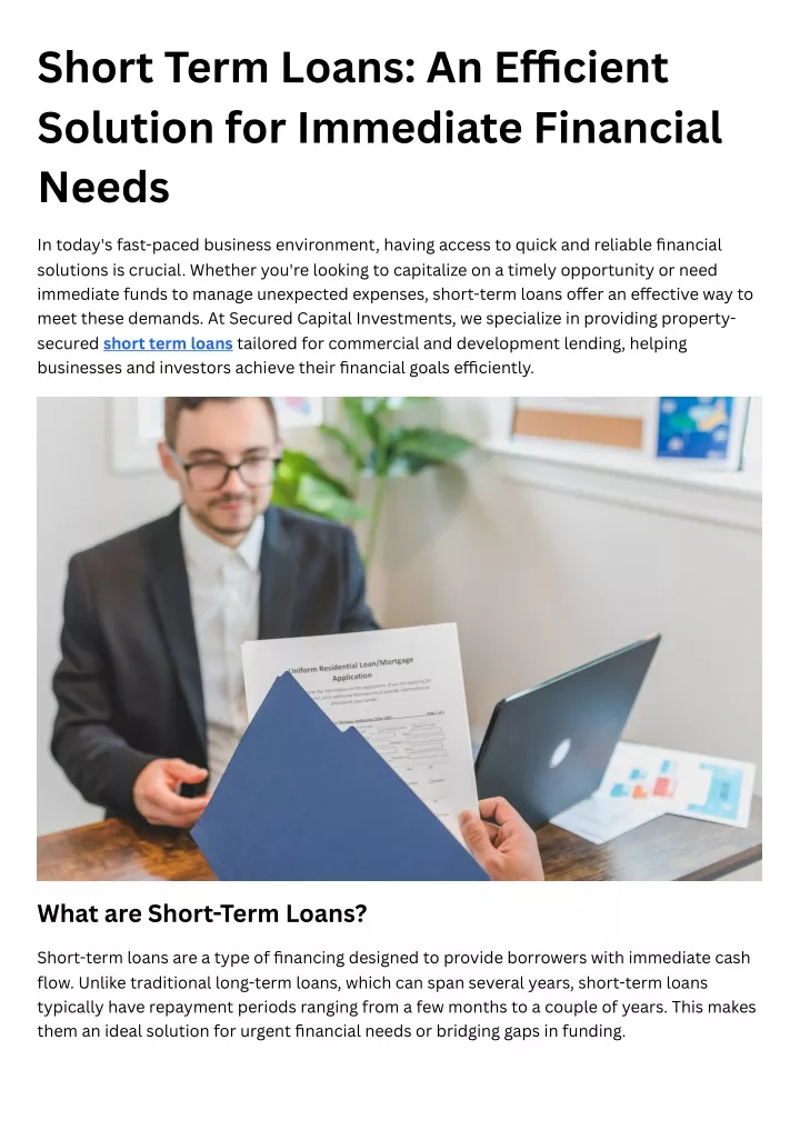 short term loans an e cient solution