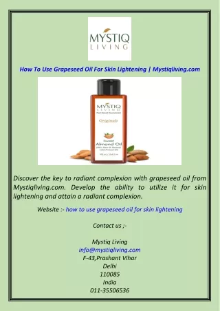 how to use grapeseed oil for skin lightening