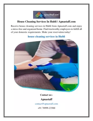 House Cleaning Services In Hubli  Apnastaff