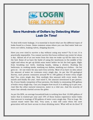 Save Hundreds of Dollars by Detecting Water Leak On Time