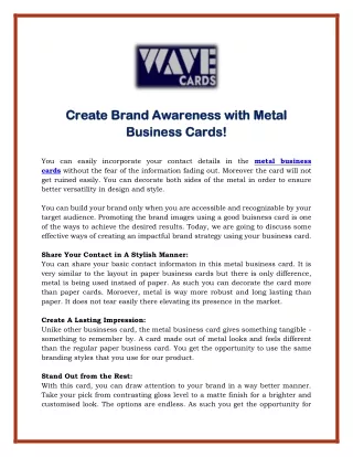 Create Brand Awareness with Metal Business Cards