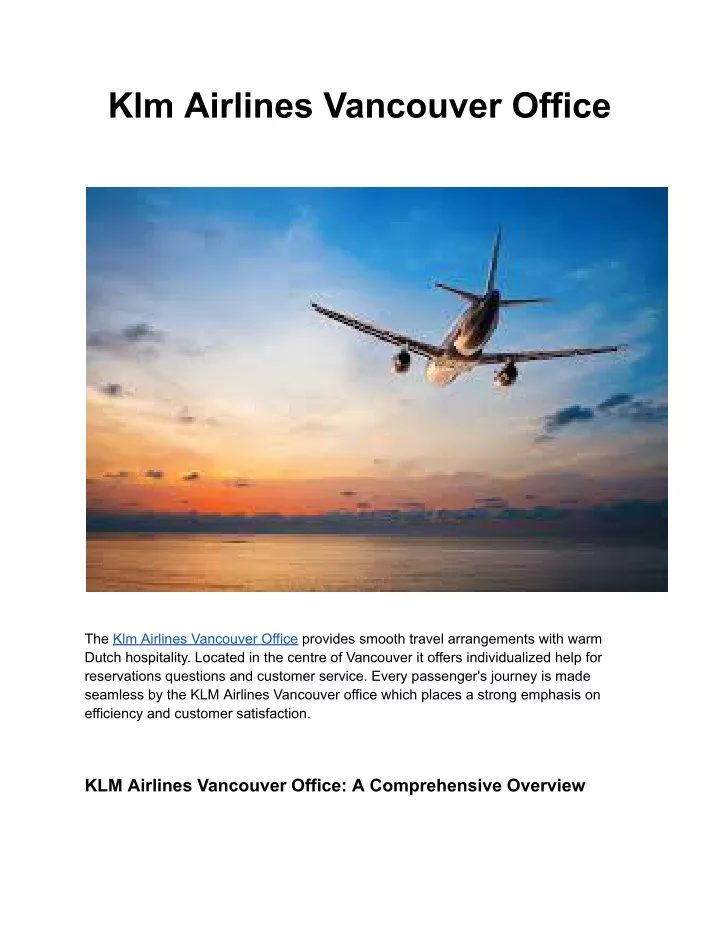 PPT - Klm Airlines Vancouver Office (1) PowerPoint Presentation, free ...