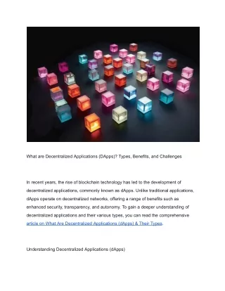 what are decentralized applications dapps types