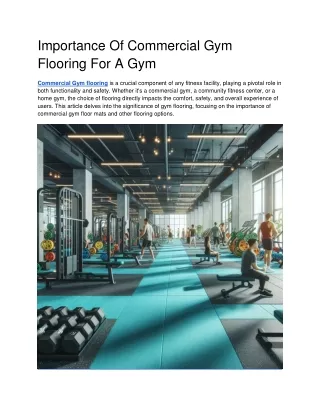 Importance Of Gym Flooring For A Gym