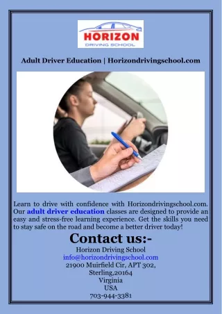 Adult Driver Education  Horizondrivingschool.com