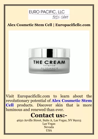 Alex Cosmetic Stem Cell  Europacificllc.com