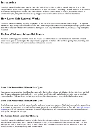 How Laser Hair Removal Works: A Guide for Lubbock Residents