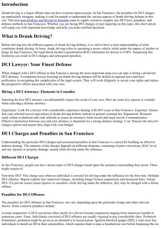 Understanding the Various Elements of Drunk Driving Defense in San Francisco