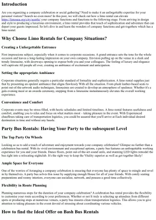 Corporate Functions and Parties: Elevate Your Encounter having a Limo Rental