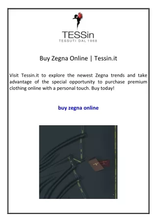 Buy Zegna Online  Tessin.it