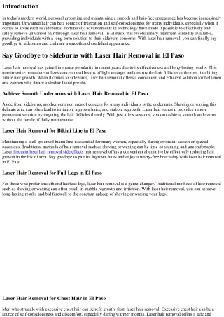 Say Goodbye to Sideburns with Laser Hair Removal in El Paso