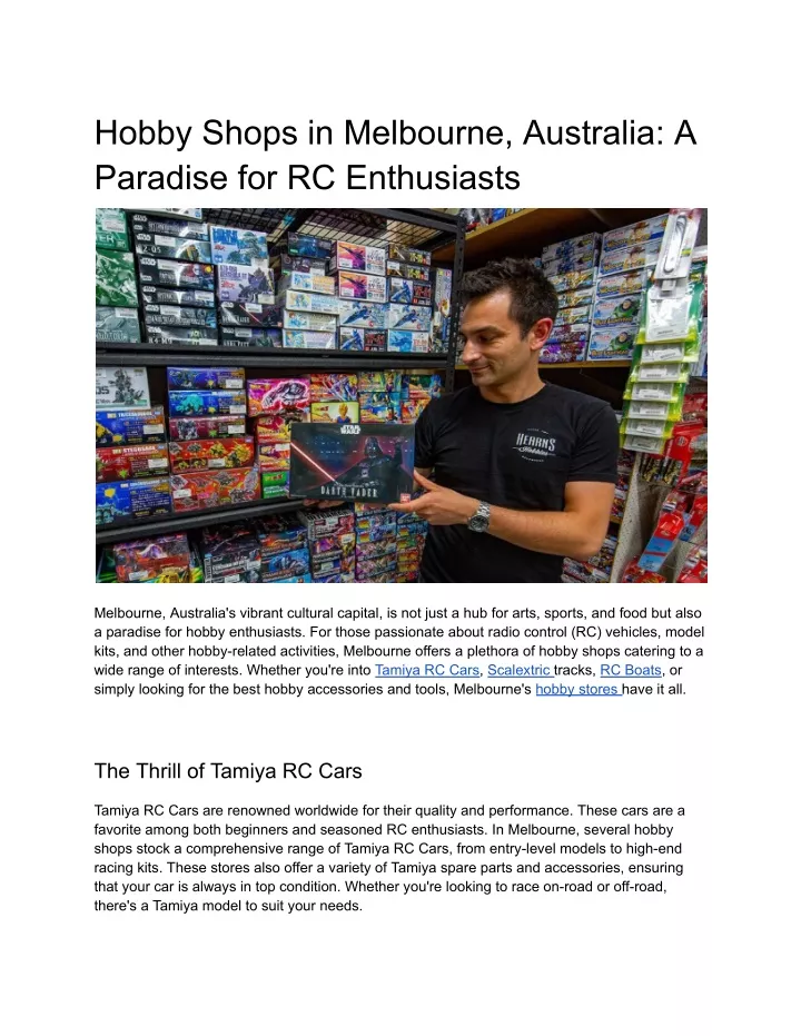 hobby shops in melbourne australia a paradise