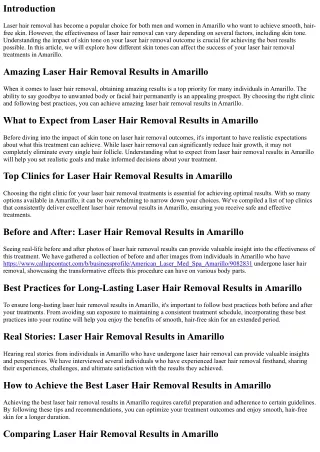 The Impact of Skin Tone on your own Laser Hair Elimination End result in Amarill