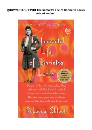 ((DOWNLOAD)) EPUB  The Immortal Life of Henrietta Lacks (ebook online)