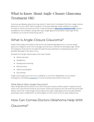 What to Know About Angle-Closure Glaucoma Treatment OKC