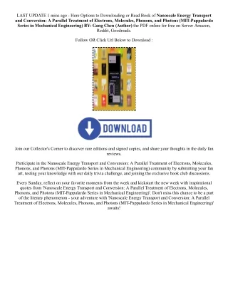 Download Pdf Nanoscale Energy Transport and Conversion: A Parallel Treatment of