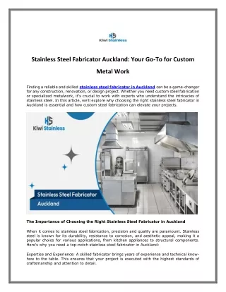 Stainless Steel Fabricator Auckland
