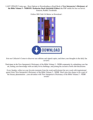 PDF [Download] New Interpreter's Dictionary of the Bible Volume 5 - NIDB By  Kat