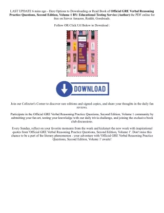 [Pdf/ePub] Official GRE Verbal Reasoning Practice Questions, Second Edition, Vol