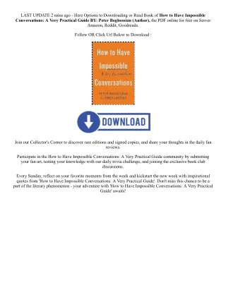DOWNLOAD [EPub] How to Have Impossible Conversations: A Very Practical Guide By