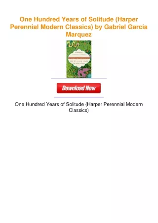 One Hundred Years of Solitude (Harper Perennial Modern Classics) by