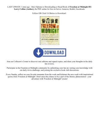 [PDF EPUB] Download Freedom at Midnight By  Larry Collins (Author),  Full Episod