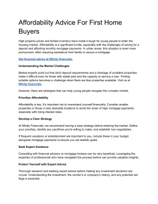 Affordability Advice For First Home Buyers