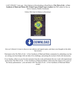 [PDF/Kindle] Book The Web of Life : A New Synthesis of Mind and Matter By  Fritj