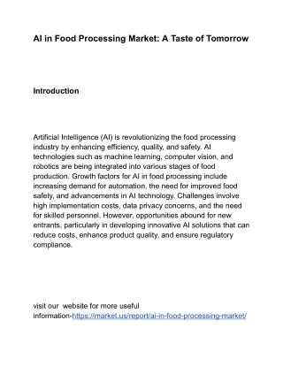ai in food processing market a taste of tomorrow