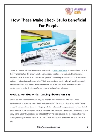 How These Make Check Stubs Beneficial For People