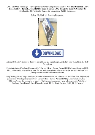 [PDF EPUB] Download Who Says Elephants Can't Dance?: How I Turned Around IBM by