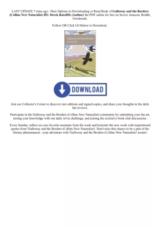 PDF [DOWNLOAD] Galloway and the Borders (Collins New Naturalist) By  Derek Ratcl