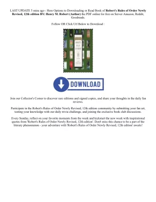 [Pdf/ePub] Robert's Rules of Order Newly Revised, 12th edition By  Henry M. Robe