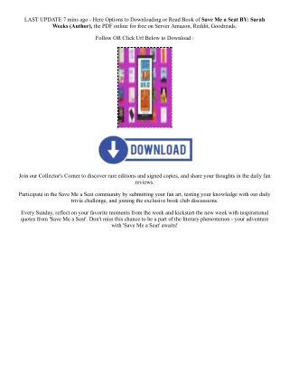 PDF [Download] Save Me a Seat By  Sarah Weeks (Author),  Full EpisodePDF [Downlo