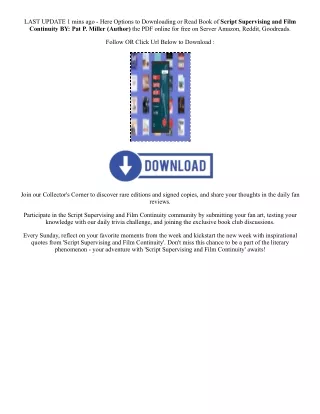 Download PDF Script Supervising and Film Continuity By  Pat P. Miller (Author)