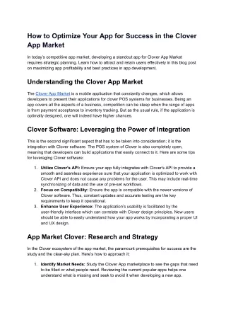 How to Optimize Your App for Success in the Clover App Market