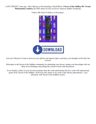 [PDF EPUB] Download Secret of the Siddhas By  Swami Muktananda (Author),  Full E