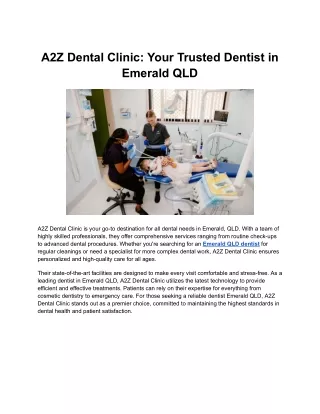 A2Z Dental Clinic_ Your Trusted Dentist in Emerald QLD
