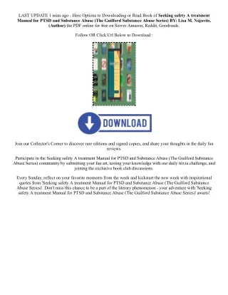 DOWNLOAD [EPub] Seeking safety A treatment Manual for PTSD and Substance Abuse (