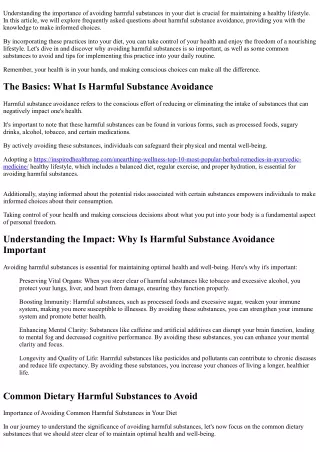 Understanding Dietary Harmful Substance Avoidance: FAQs