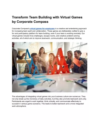 Transform Team Building with Virtual Games by Corporate Compass