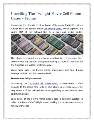 Unveiling The Twilight Movie Cell Phone Cases - Frome