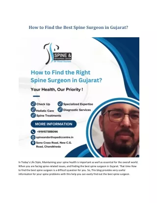 How to Find the Best Spine Surgeon in Gujarat