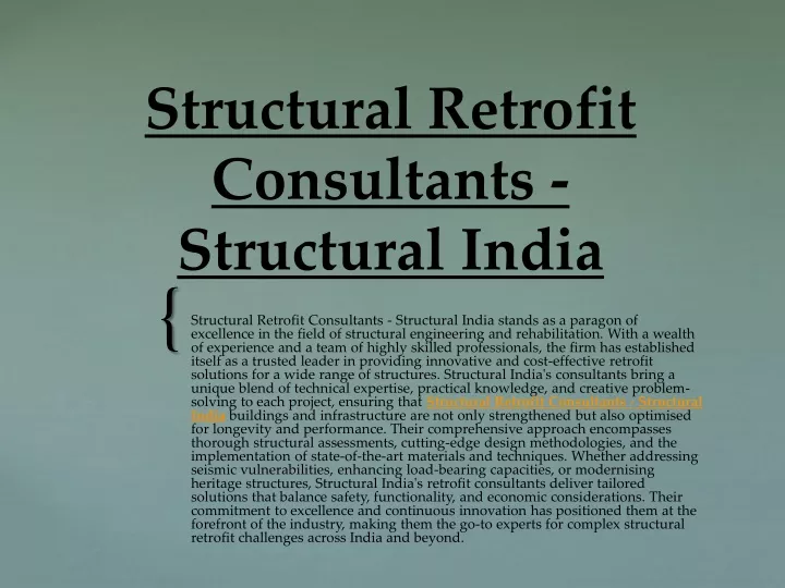 structural retrofit consultants structural india