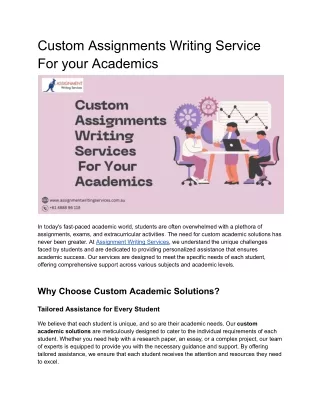Custom Assignments Writing Service For your Academics