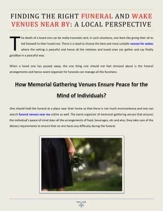 Finding the Right Funeral and Wake Venues Near By A Local Perspective